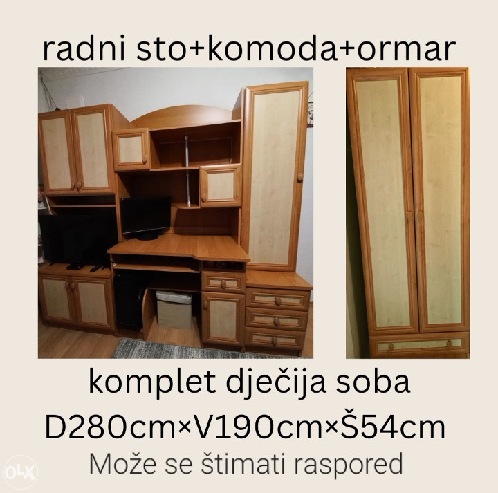 Komplet Za Dje Iju Sobu Piramida Radni Sto Ormar Regal Dje Ije Sobe