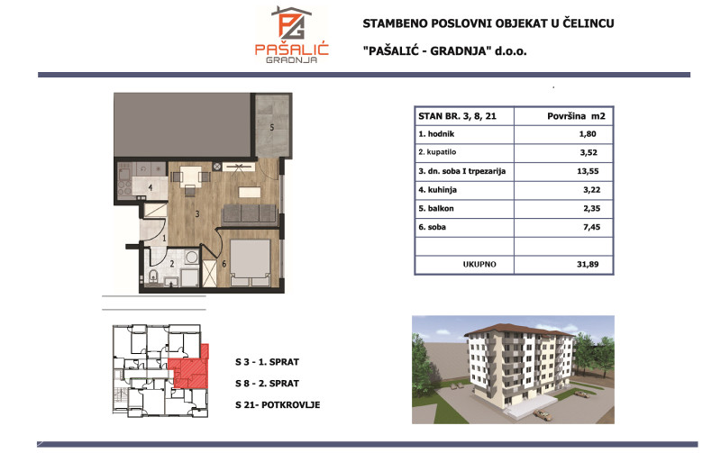 Stan Stanovi Čelinac [od 32-78m2] - PAŠALIĆ-GRADNJA doo