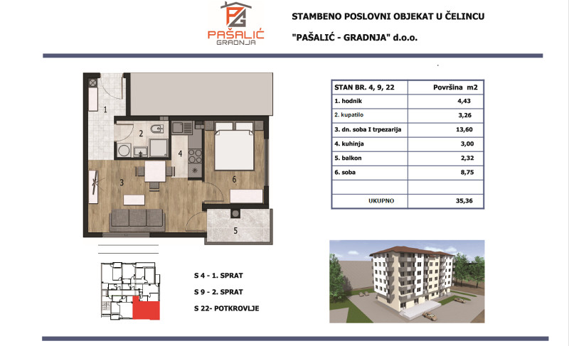 Stan Stanovi Čelinac [od 32-78m2] - PAŠALIĆ-GRADNJA doo