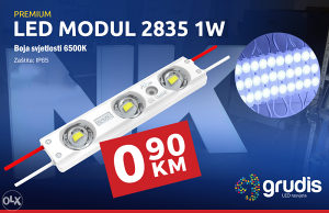LED modul 2835 3 LENS 1W 6000K Premium traka Bijeli