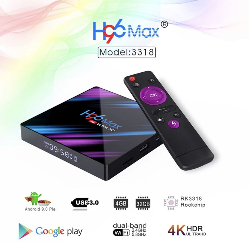 ANDROID TV BOX H96 MAX SMART TV EON