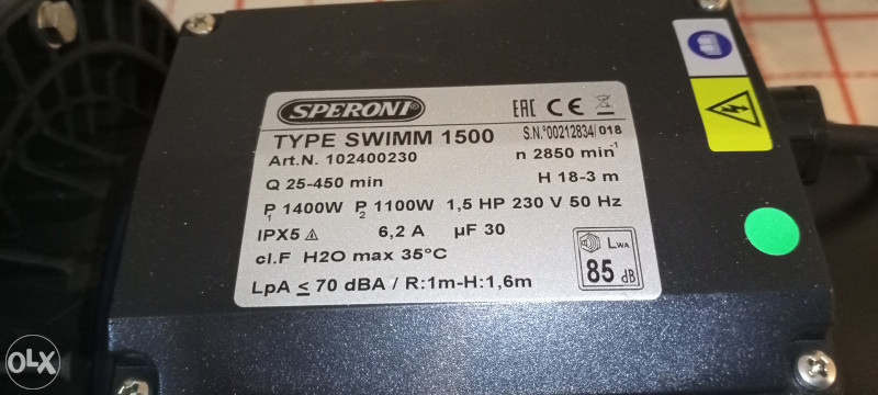 BAZENSKA PUMPA SWIMM 1500  - 1100/1400 W