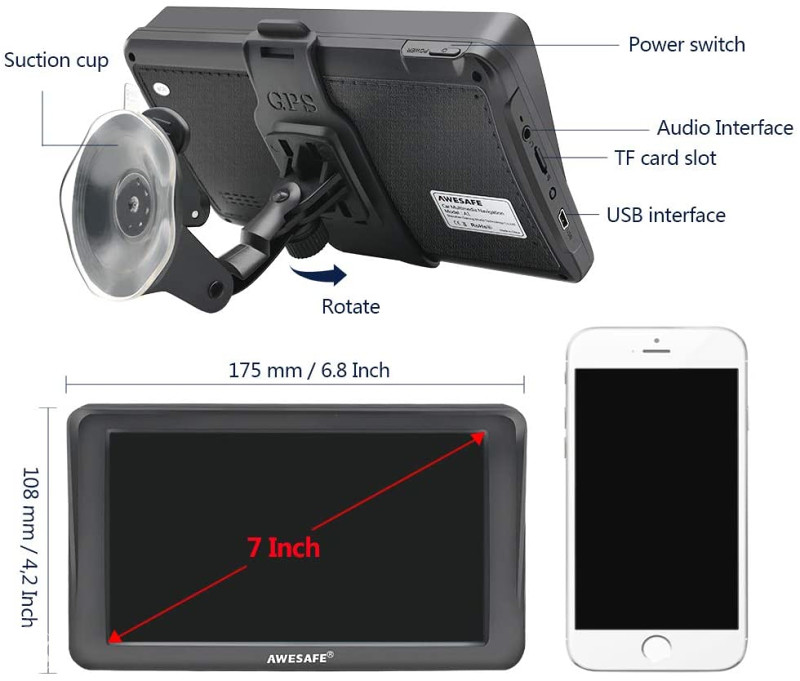 GPS NAVIGACIJA IGO PRIMO - 7" AWESAFE, KW, 2020 MAPE