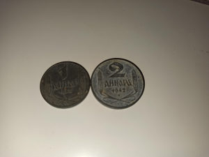 Srbija 1 i 2 dinara 1942 cink WW2 kovanice