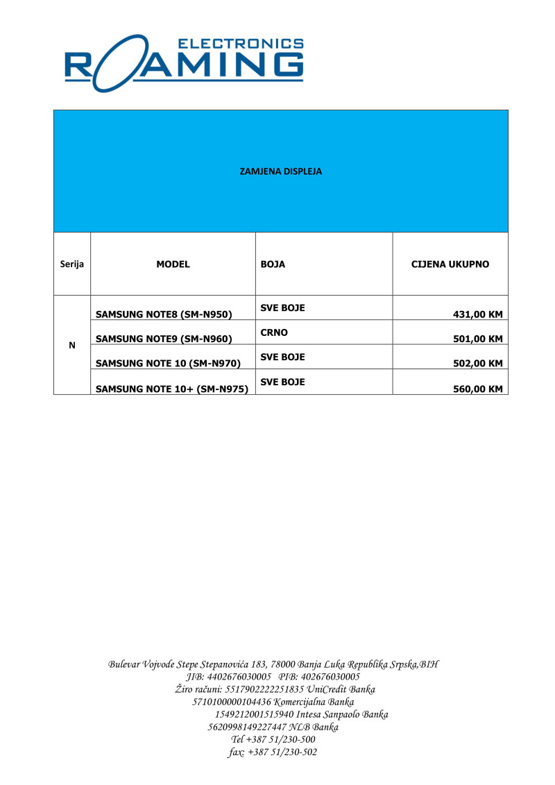 Roaming Electronics Servis mobilnih telefona