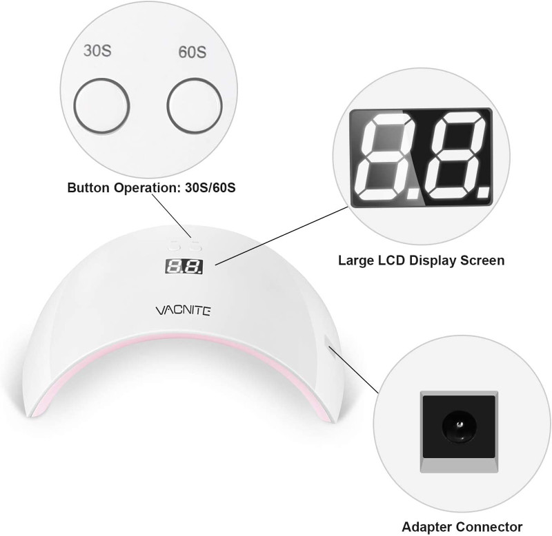 VACINITE 24W LED UV lampa 30S/60S Timer