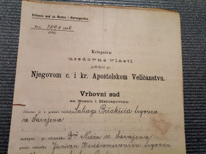 Austrougarski dokument iz 1896 god