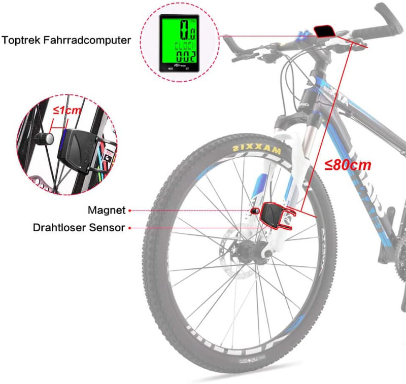 TOPTREK biciklo brzinomjer, IP67,LCD touch screen