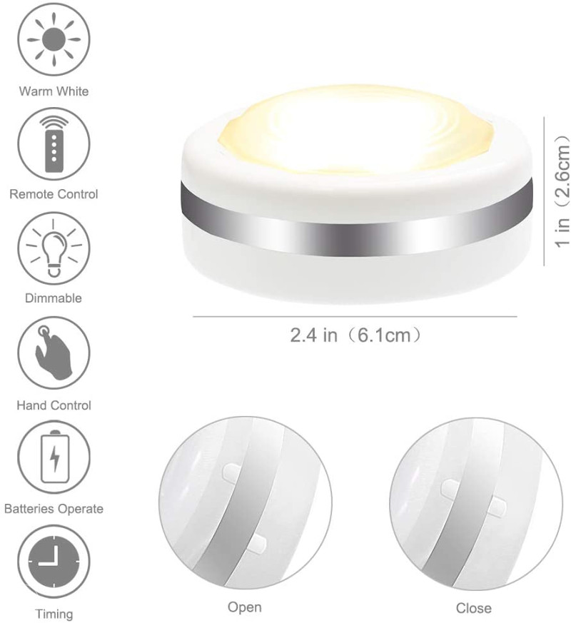 6 komada mini ljepljivih LED lampi s daljinskim
