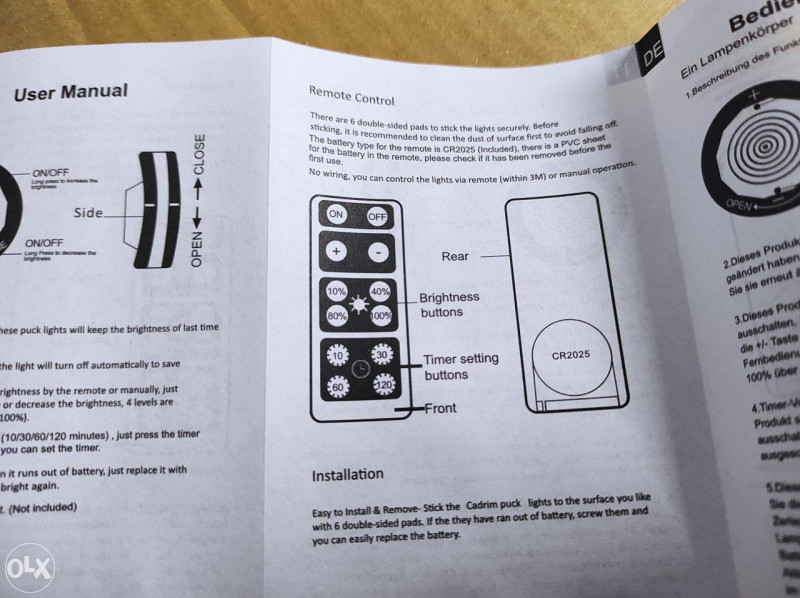 6 komada mini ljepljivih LED lampi s daljinskim