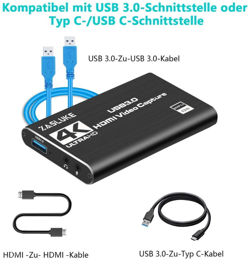 ZasLuke Game Capture Card, 4K USB 3.0 HDMI Capture Card Oprema za