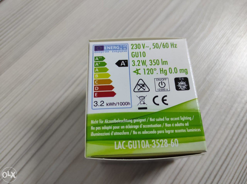 10x GU10 LED Spot 3.2 W/220lm/3000K Warm White