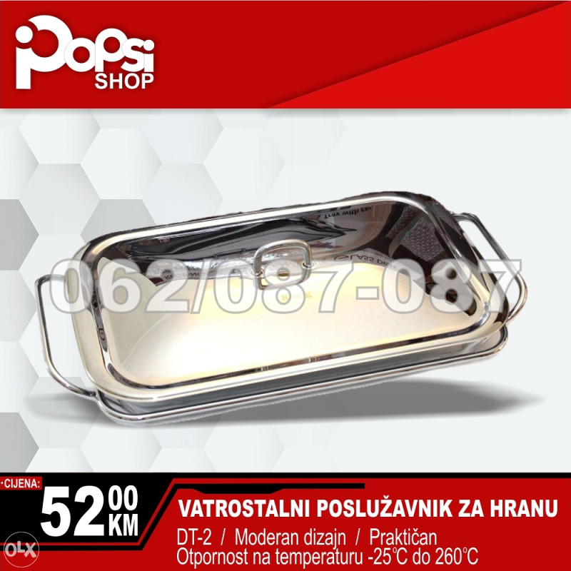 Četvrtasti vatrostalni poslužavnik za hranu s poklopcem