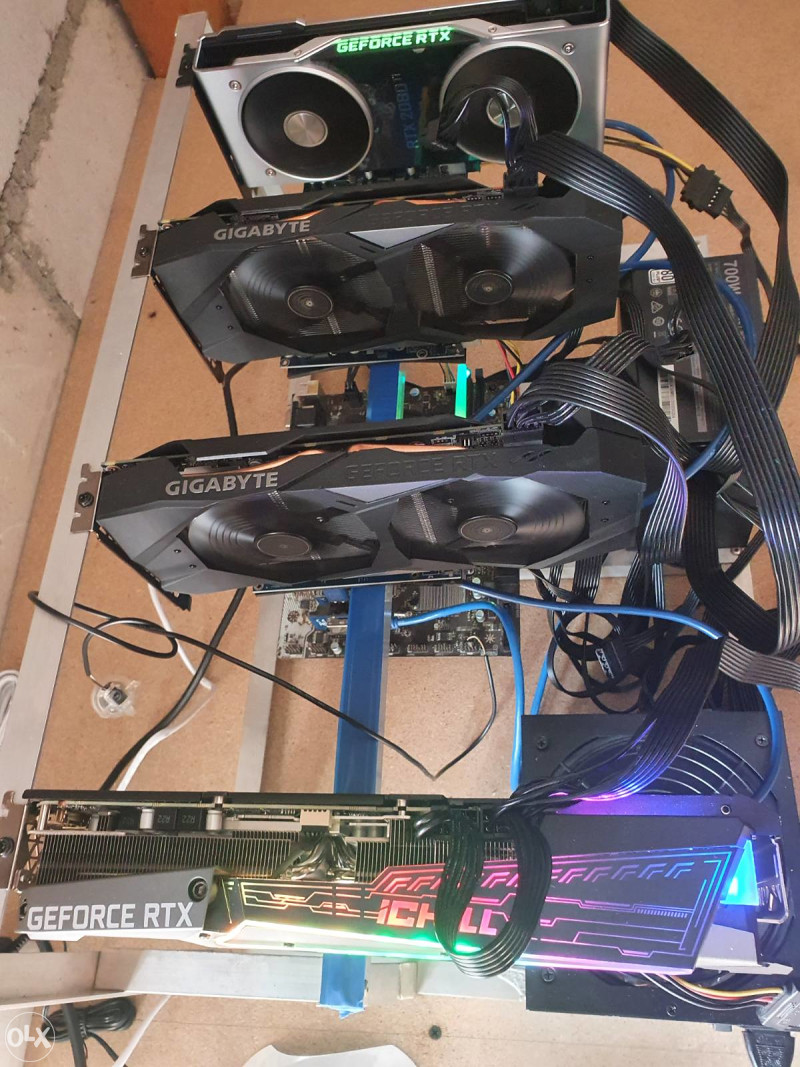 一式セット】 マイニング リグ GeForce RTX 2060 SUPER + GTX 1660 Ti + CPU G4560 マザー