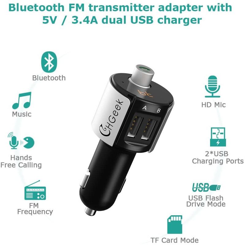 Bluetooth auto FM Transmitter, CHGeek, Dual USB - FM transmiteri - OLX.ba