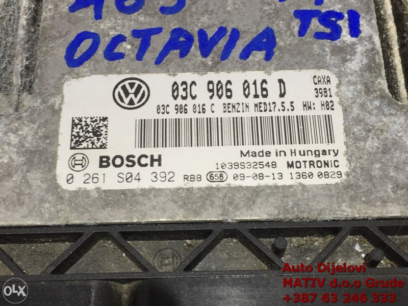Kompjuter motora Škoda Octavia 1,4 TSI 2009 03C906016D