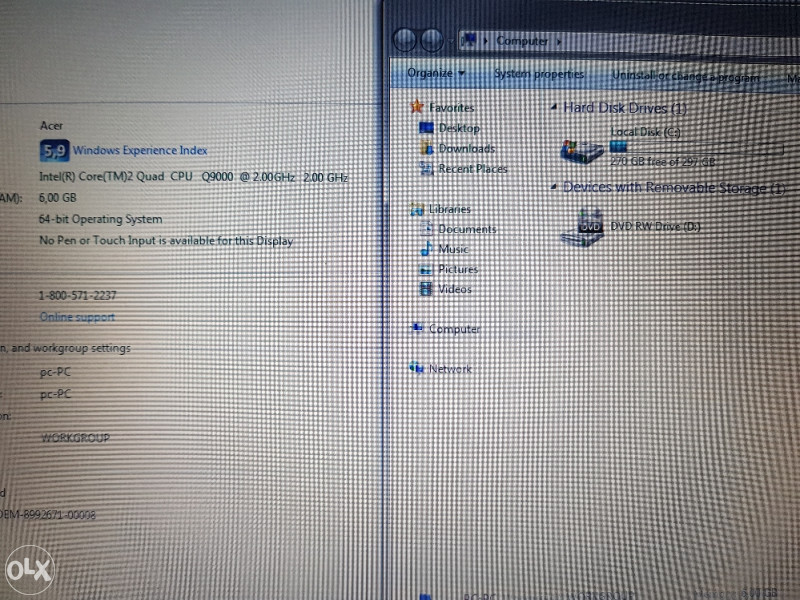 Laptop ACER - Intel Q9000 2.00 GHz - 6 GB - 320 GB