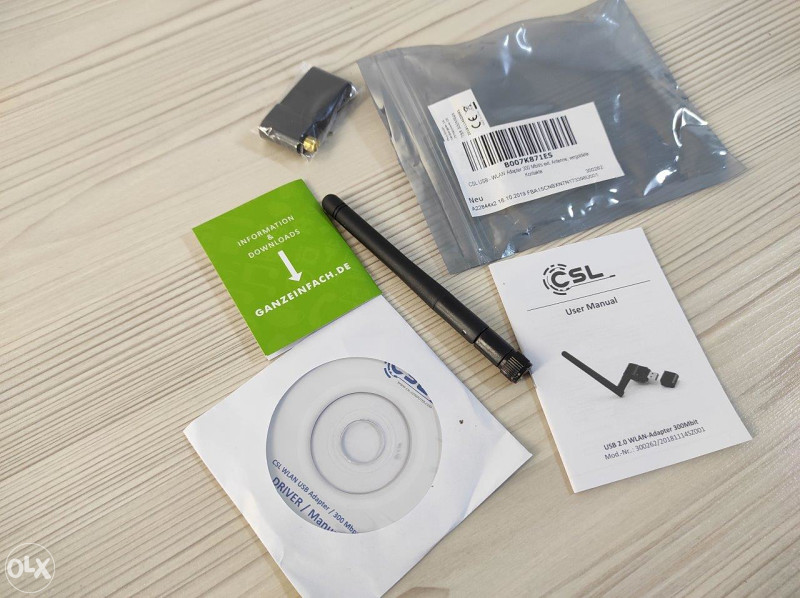 CSL–300 Mbit/s Wireless LAN USB 2.0 Stick with Antenna