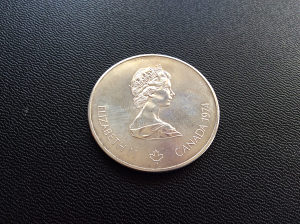 Kanadski srebrenjak 5 Dolara Kraljica Elizabeta II 1974