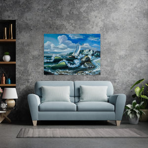 Canvas slika - Olujno more, Jedrenjak, Ulje, print
