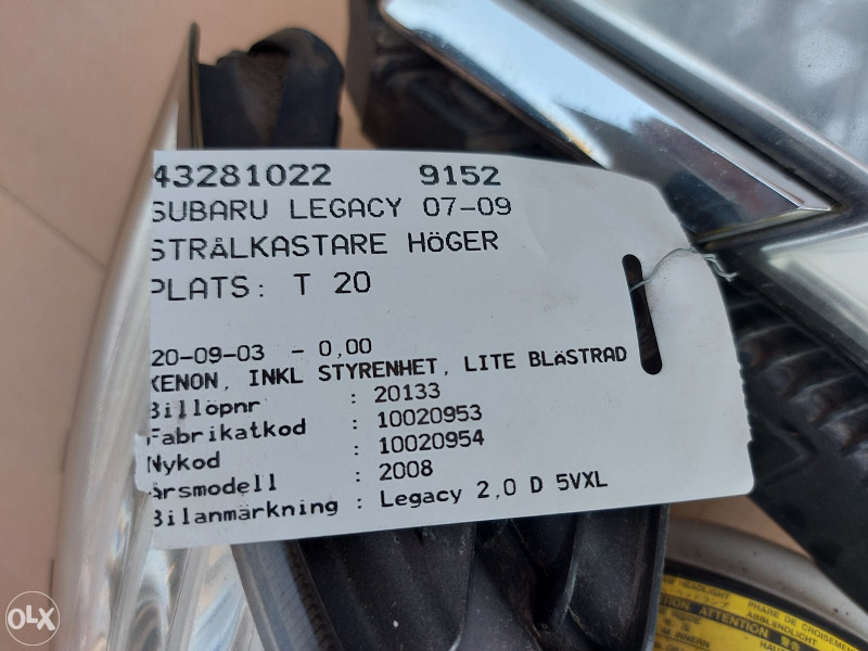 Far farovi subaru legacy 07-09