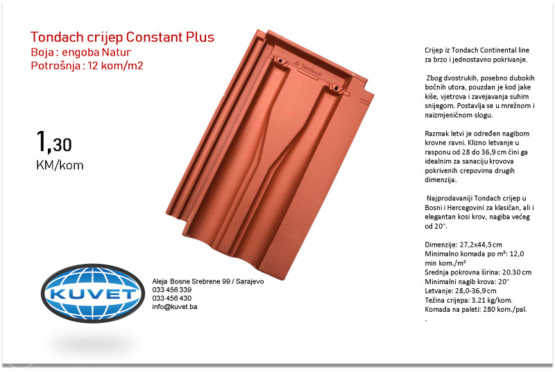Crijep Tondach Constant Plus Engoba Natur (12 kom/m2)