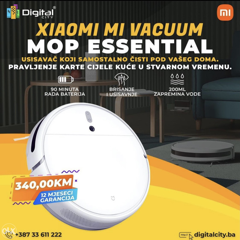 Pametni Usisivac XIAOMI Mi Robot Vacuum Mop Essential Usisivači OLX.ba