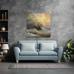 Canvas slika - Drveni jedrenjak, Olujno more
