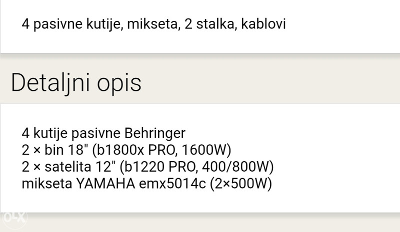 Kutije i mixeta yamaha (bez bas binova)