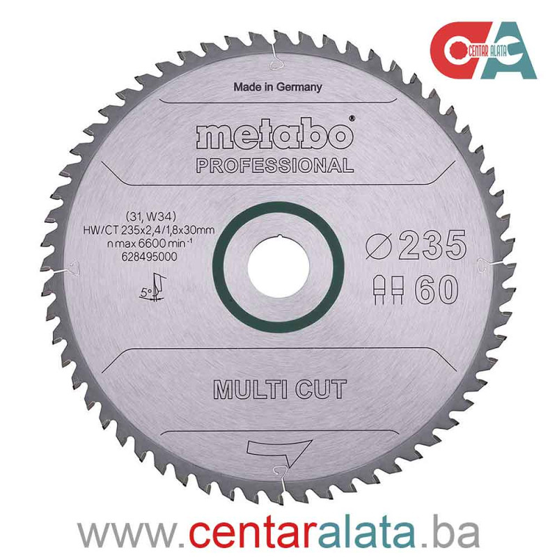 Metabo List Kružne Pile 235×2,4/1,8×30 / Z=60