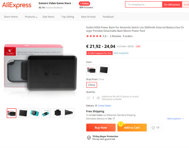 5000mAh Detachable Power Bank za Nintendo Switch Lite