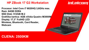 HP ZBook 17 G3, i7, 64 Gb DDR4, Quadro grafika