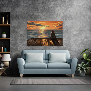 Canvas slika - Zalazak sunca, More, Djevojka, Plaža