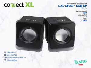 Connect XL - Zvučnik, set, 2.0, USB 5V, boja crna