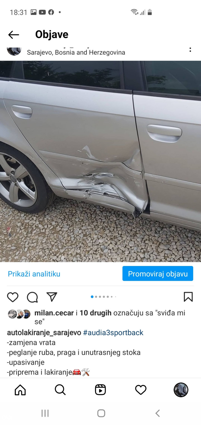Lakiranje farbanje auta Sarajevo