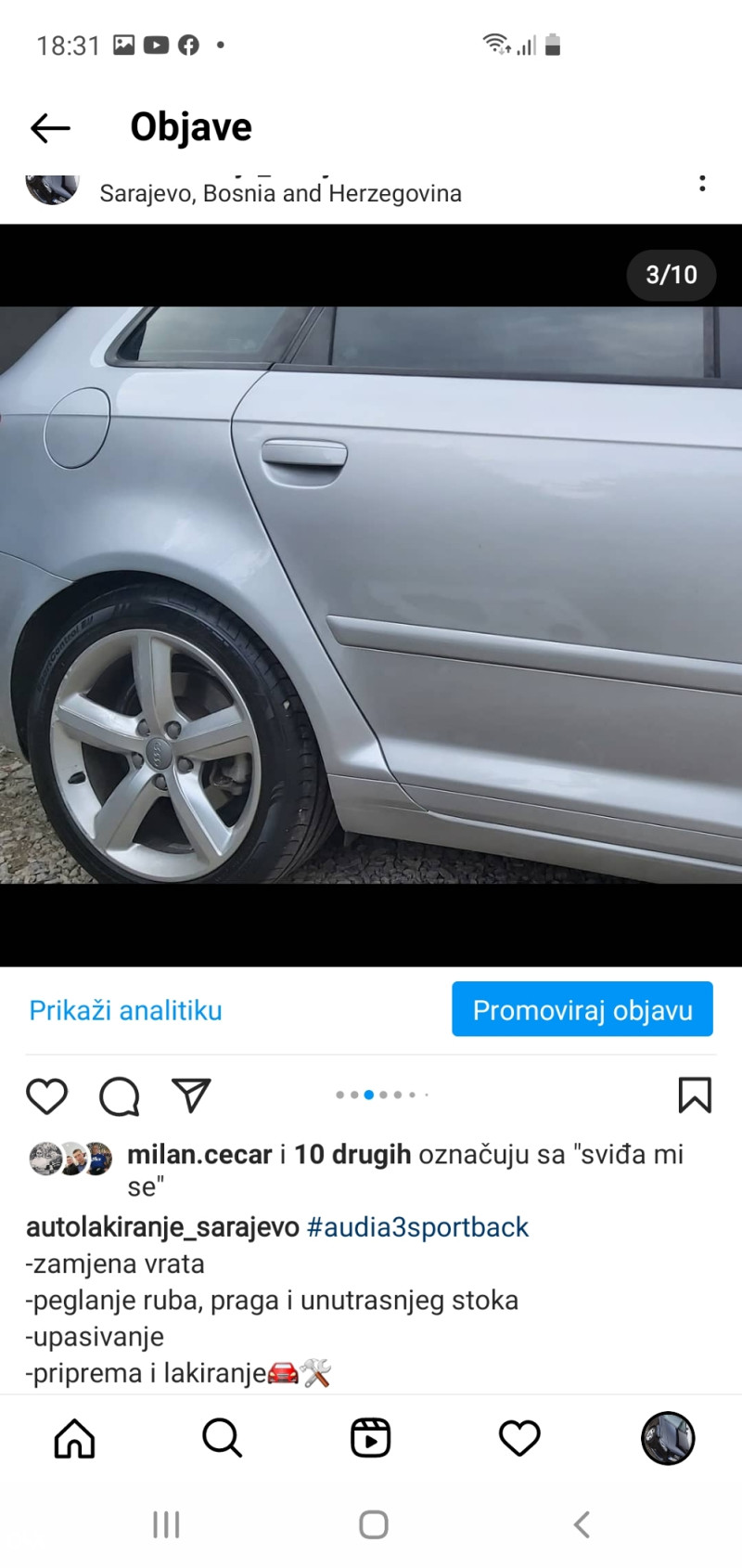 Lakiranje farbanje auta Sarajevo