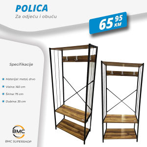 DRVO-METAL POLICA ZA ODJEĆU I OBUĆU