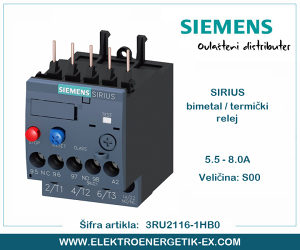 SIEMENS bimetal/termički relej 5.5 - 8.0A 3RU2116-1HB0