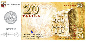 2-Numizmatika BiH, Talir, predlošci za banknote, 1997.