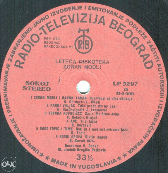 Zoran Modli - Leteca Diskoteka LP