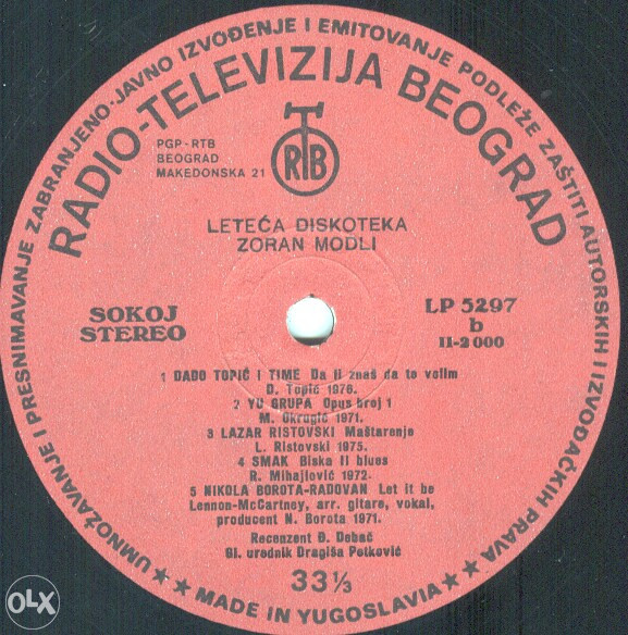 Zoran Modli - Leteca Diskoteka LP