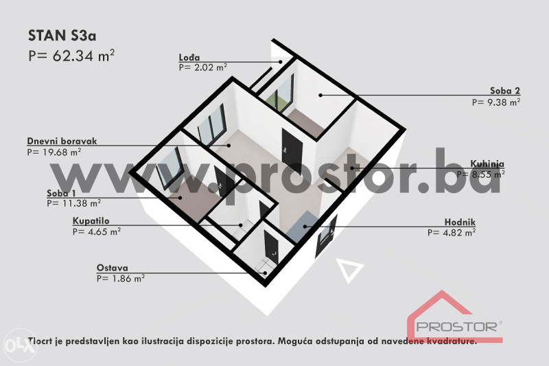 NOVOGRADNJA BUĆA POTOK! Trosoban stan 62m2!