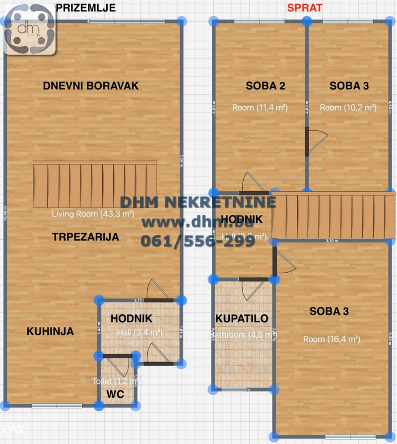 DHM prodaje: dvoetažni stan, dupleks kuće Pejton