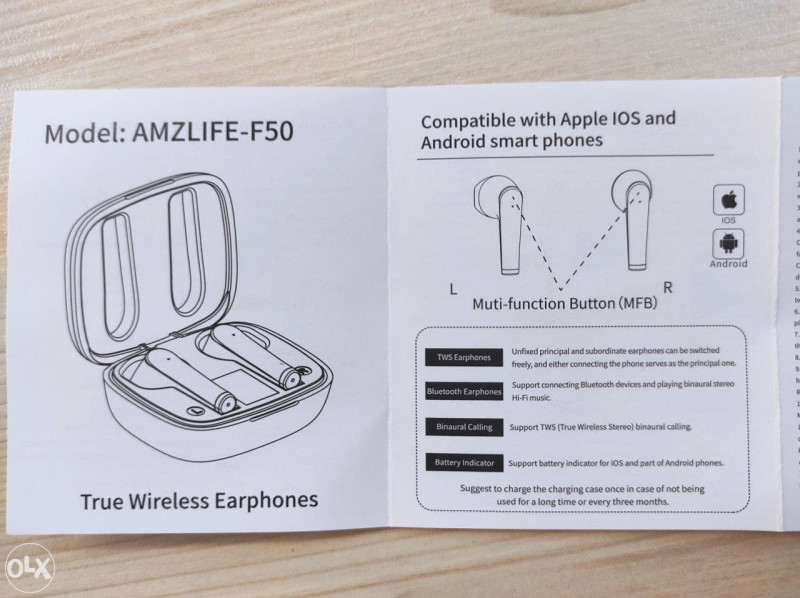 AMZLIFE F50 Bluetooth 5.0 slušalice, USB type C