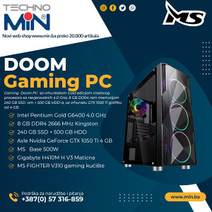 Gaming Doom, Gold G6400 4.0/8/240SSD500/GTX1050Ti