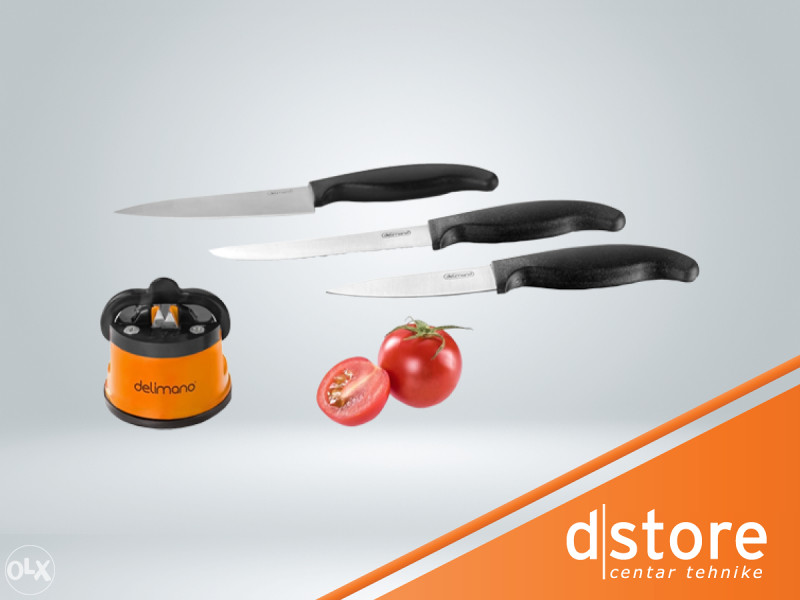 Delimano Set oštrač noževa + 3 kuhinjska noža,BRAVA EXTREME SHARPENER+3 KNIVES