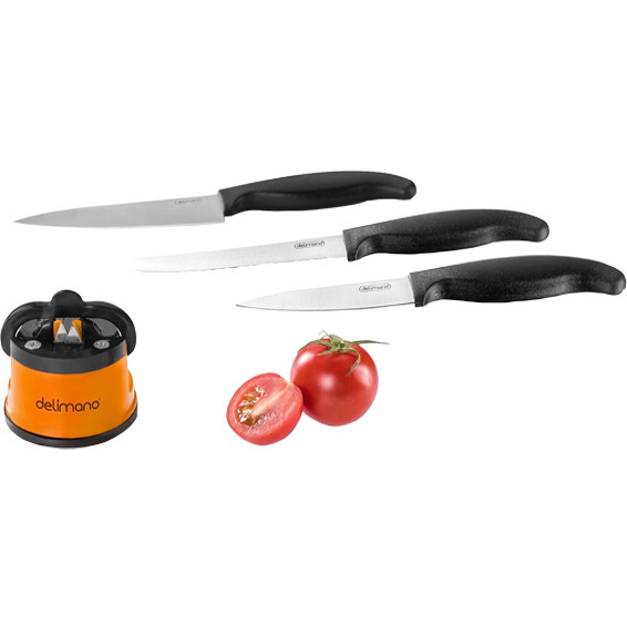 Delimano Set oštrač noževa + 3 kuhinjska noža,BRAVA EXTREME SHARPENER+3 KNIVES