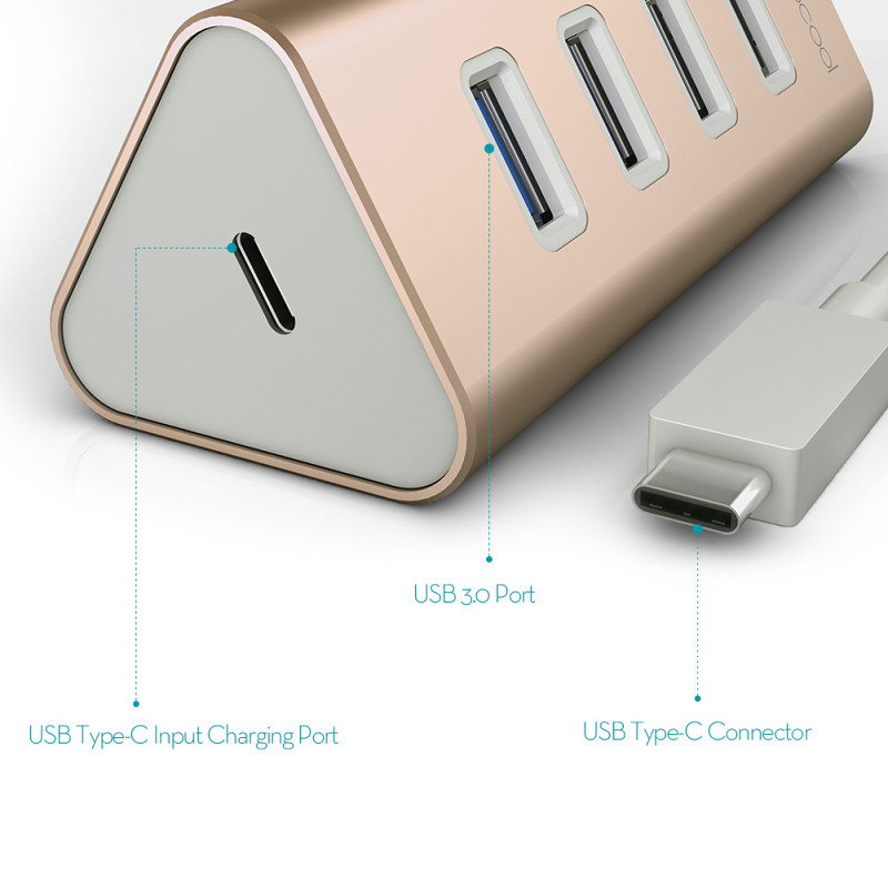 DC20 Aluminum Type-C to USB 3.0 Hub Adapter