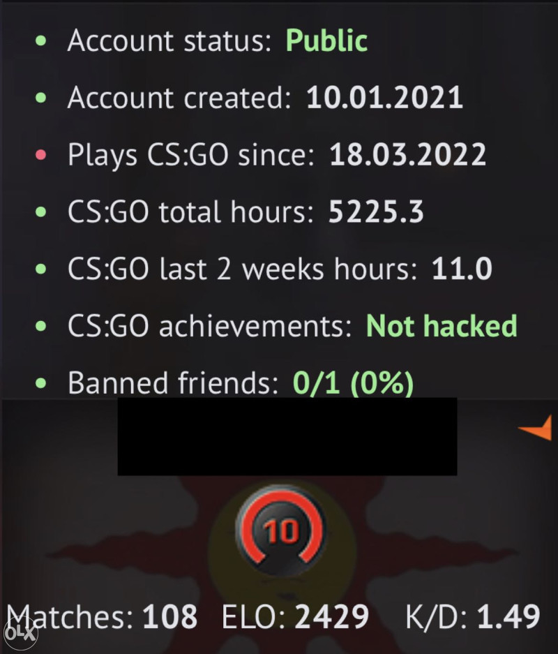 Faceit level 10 - 2500ELO