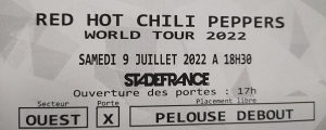 Karta za Red hot chili peppers, Pariz, 09.07.2022.